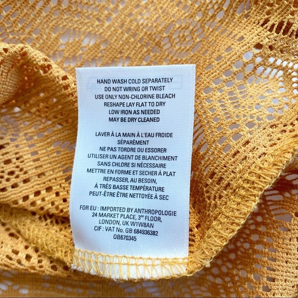 Anthro Akemi + Kin Bratton Yellow Gold Lace Top L - Picture 14 of 14
